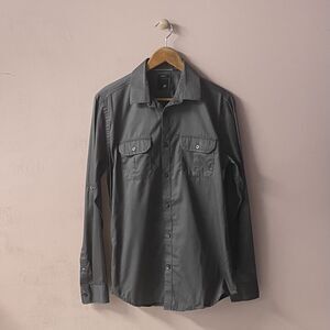JF J. Ferrar Men's Dark Gray Long Sleeve Button Down Shirt GUC Size M